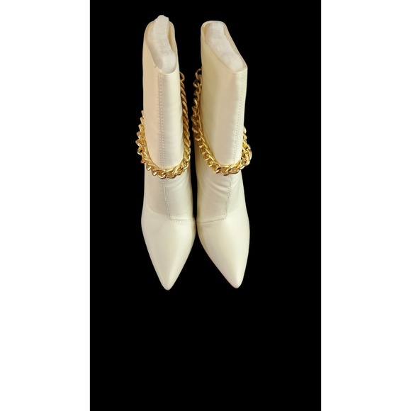 Pointed Toe‎ Ankle Boots with Gold Chain Detail Stiletto Heel Fashion Boots - Picture 5 of 8